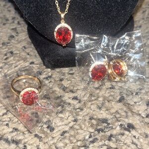 Nwt in box 3 piece set red n white czs